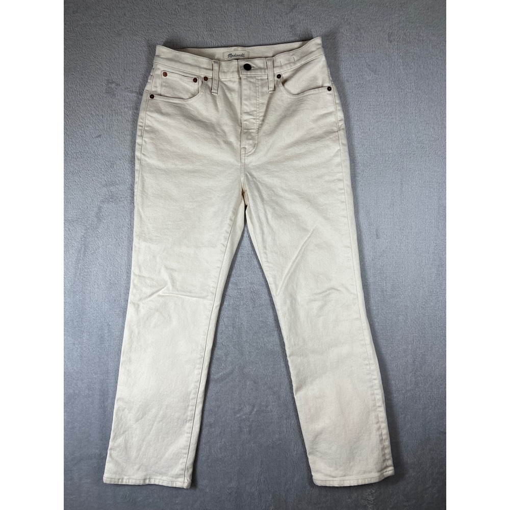 Madewell Slim Demi-Boot Jeans 28 Cream Off White High Rise